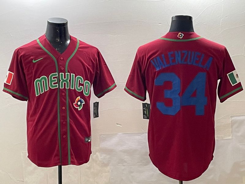 Men 2025 World Cub Mexico #34 Valenzuela Red Nike MLB Jersey style 6